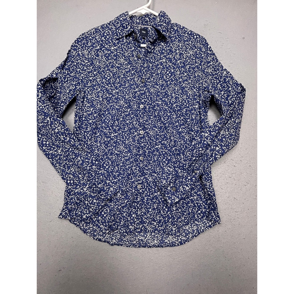 Gap Button Down Shirt Cotton Navy White Print Small Mens